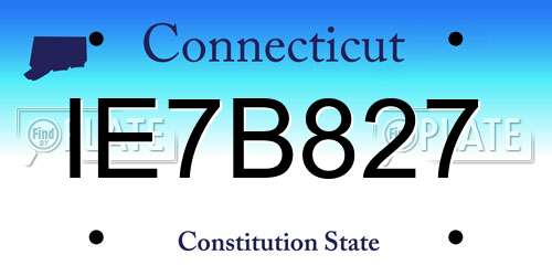 IE7B827 Connecticut License Plate