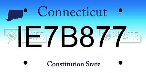 IE7B877 Connecticut License Plate