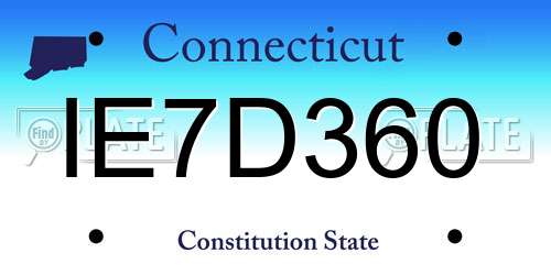 IE7D360 Connecticut License Plate