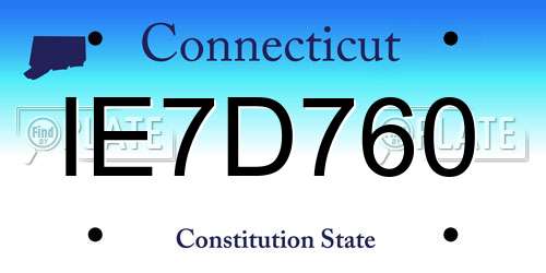 IE7D760 Connecticut License Plate