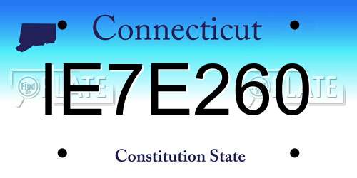 IE7E260 Connecticut License Plate