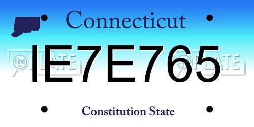 IE7E765 Connecticut License Plate