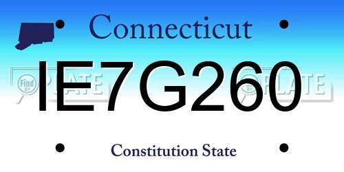IE7G260 Connecticut License Plate