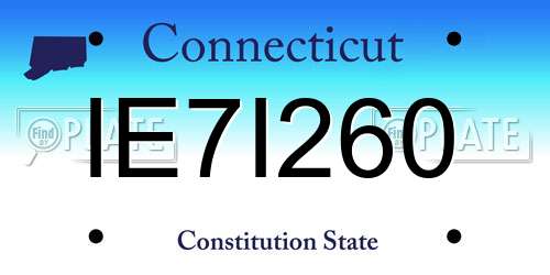IE7I260 Connecticut License Plate