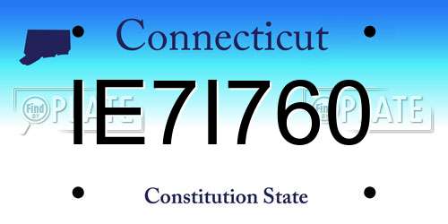 IE7I760 Connecticut License Plate