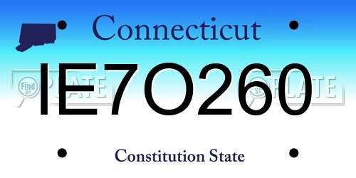 IE7O260 Connecticut License Plate