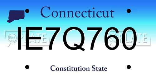 IE7Q760 Connecticut License Plate