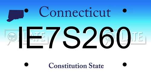 IE7S260 Connecticut License Plate