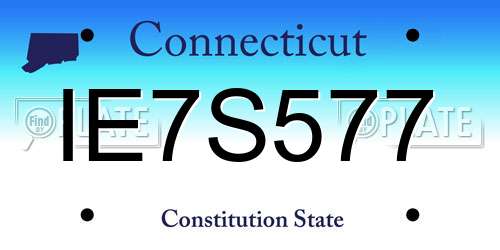 IE7S577 Connecticut License Plate