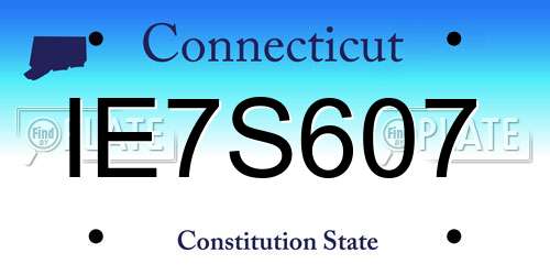 IE7S607 Connecticut License Plate