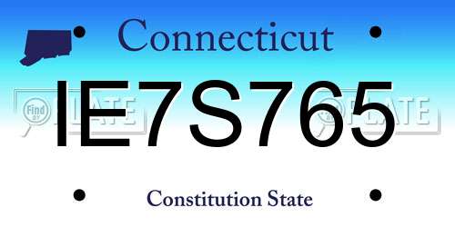 IE7S765 Connecticut License Plate