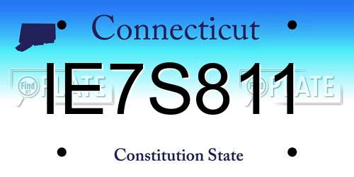 IE7S811 Connecticut License Plate