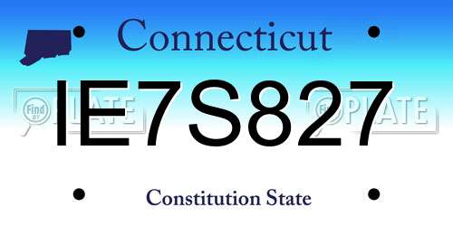 IE7S827 Connecticut License Plate