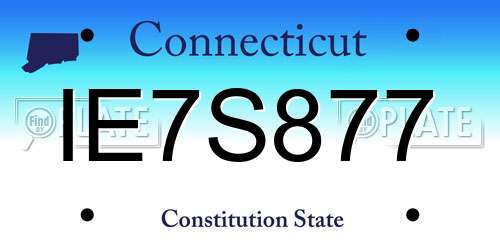IE7S877 Connecticut License Plate