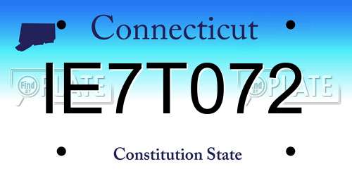 IE7T072 Connecticut License Plate