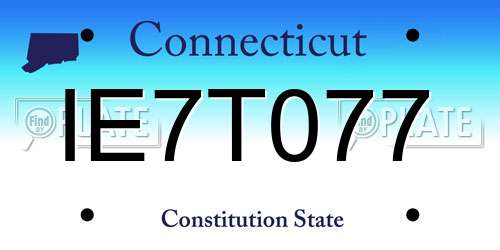 IE7T077 Connecticut License Plate