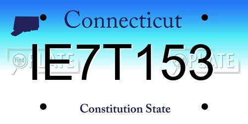 IE7T153 Connecticut License Plate