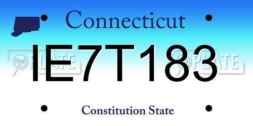 IE7T183 Connecticut License Plate