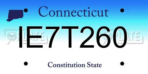 IE7T260 Connecticut License Plate