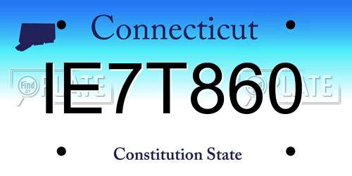 IE7T860 Connecticut License Plate