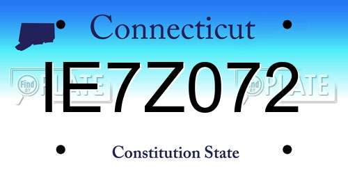 IE7Z072 Connecticut License Plate