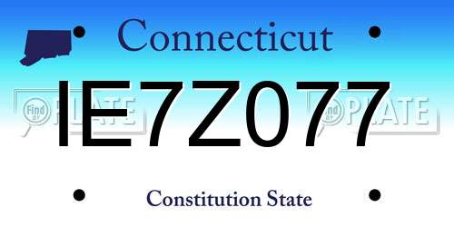 IE7Z077 Connecticut License Plate