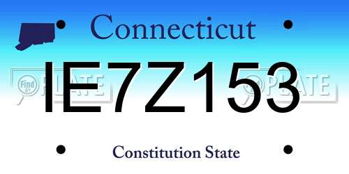 IE7Z153 Connecticut License Plate