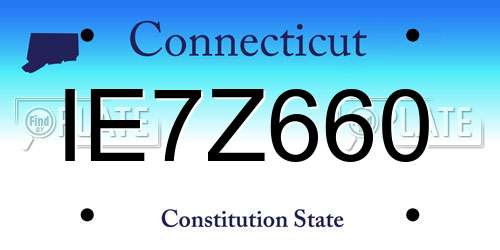 IE7Z660 Connecticut License Plate
