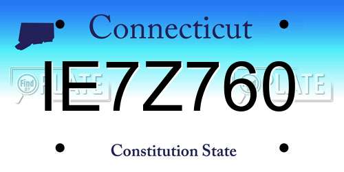 IE7Z760 Connecticut License Plate