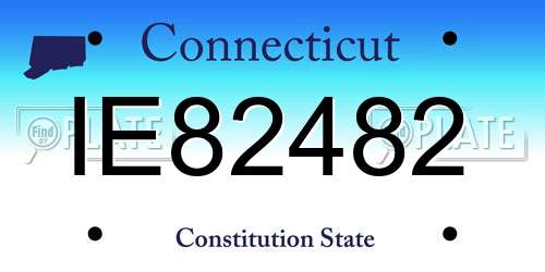 IE82482 Connecticut License Plate