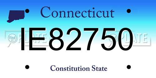 IE82750 Connecticut License Plate