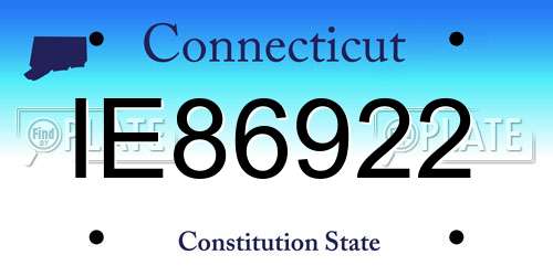 IE86922 Connecticut License Plate