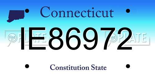 IE86972 Connecticut License Plate