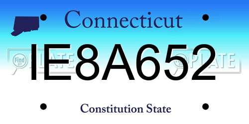 IE8A652 Connecticut License Plate