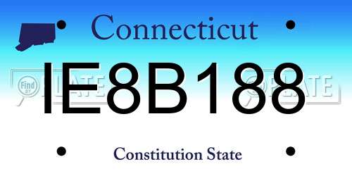 IE8B188 Connecticut License Plate