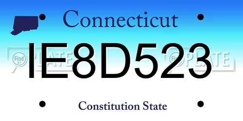 IE8D523 Connecticut License Plate