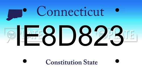 IE8D823 Connecticut License Plate