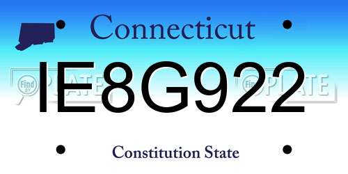 IE8G922 Connecticut License Plate