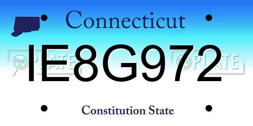 IE8G972 Connecticut License Plate