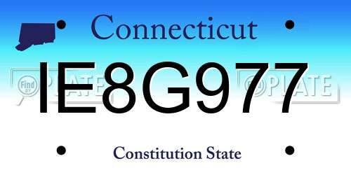 IE8G977 Connecticut License Plate