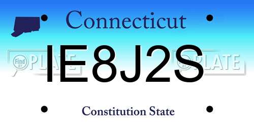 IE8J2S Connecticut License Plate