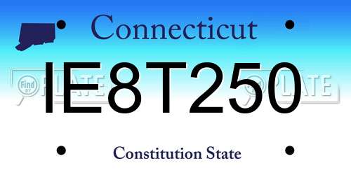 IE8T250 Connecticut License Plate