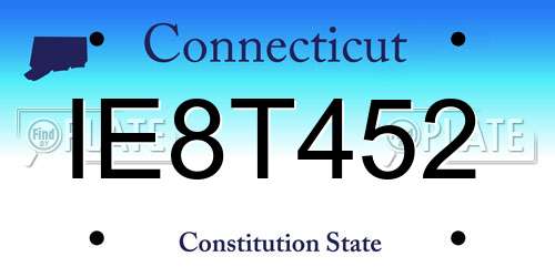 IE8T452 Connecticut License Plate