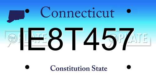 IE8T457 Connecticut License Plate
