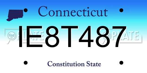 IE8T487 Connecticut License Plate