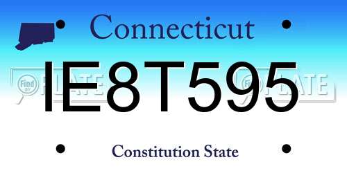 IE8T595 Connecticut License Plate
