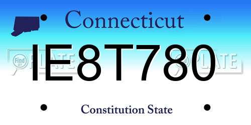 IE8T780 Connecticut License Plate