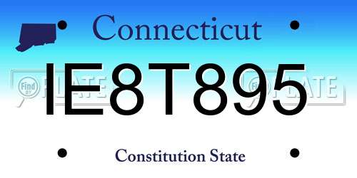IE8T895 Connecticut License Plate