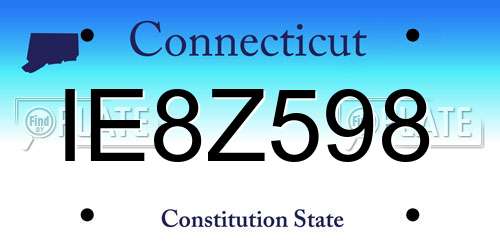 IE8Z598 Connecticut License Plate