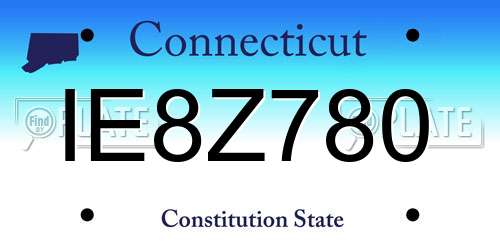 IE8Z780 Connecticut License Plate